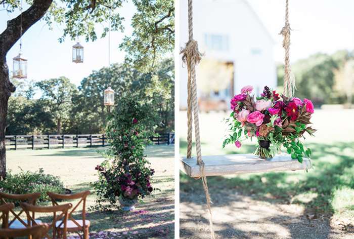 barn wedding ideas bouquet swing