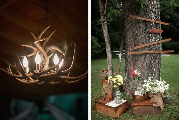 barn wedding ideas antler chandelier