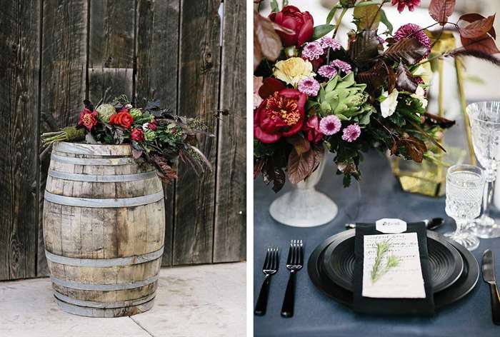 barn wedding ideas barrel bouquet