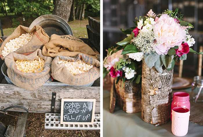 barn wedding ideas popcorn bags