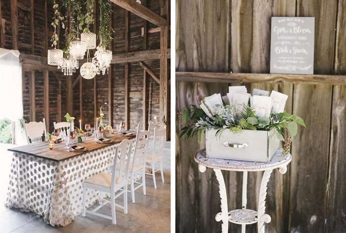 barn wedding ideas indoor dining table