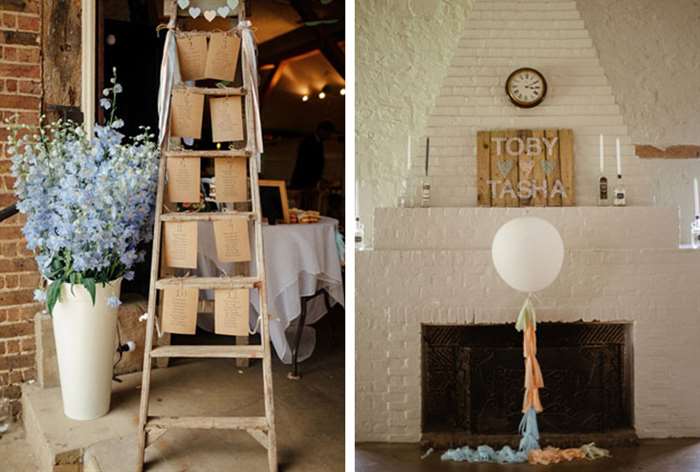 barn wedding ideas ladder balloon