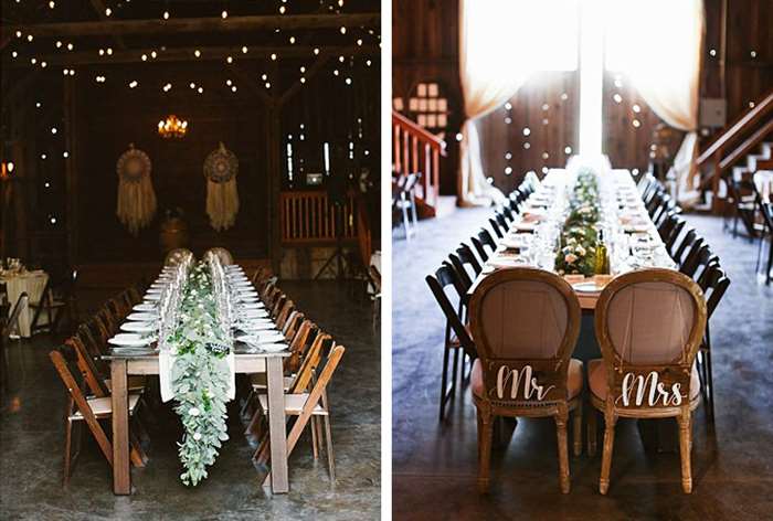 barn wedding ideas long dining table