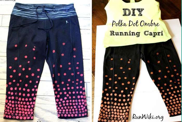 two pairs of polka dot capri yoga pants