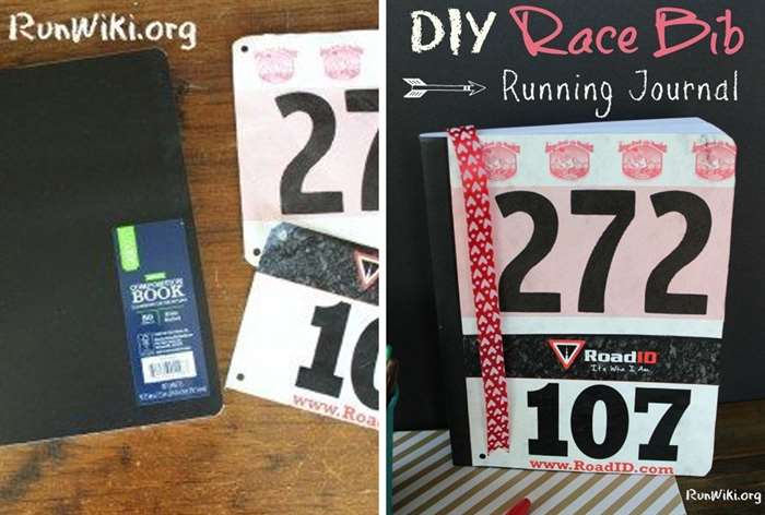 journal with a race bib as the cover