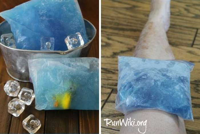 blue homemade ice pack