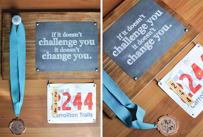 wooden race medal display