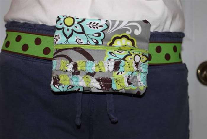 polka dot and floral green running belt