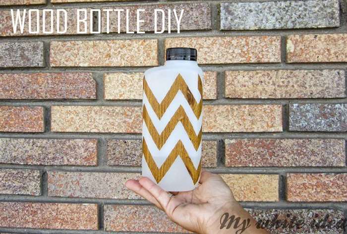 water bottle with chevron wooden pattern