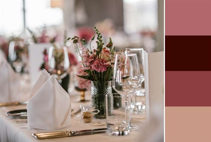 small flowers at table