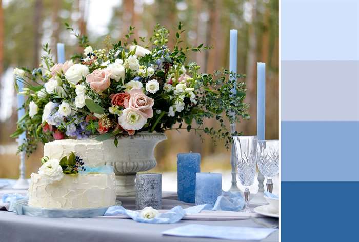 all blue table setting