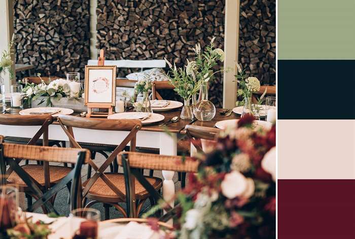 merlot and green wedding table