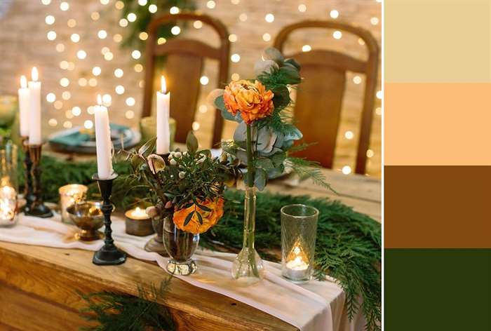 Orange and green wedding table