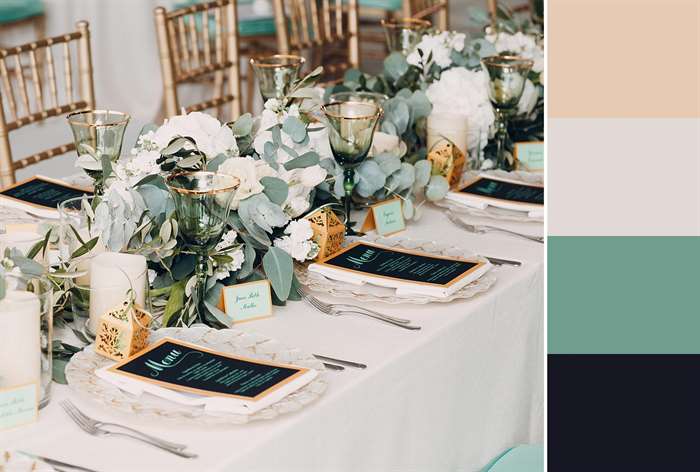 green and neutral wedding table