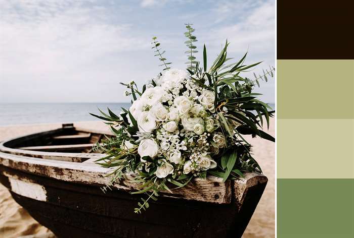 bouquet on beach