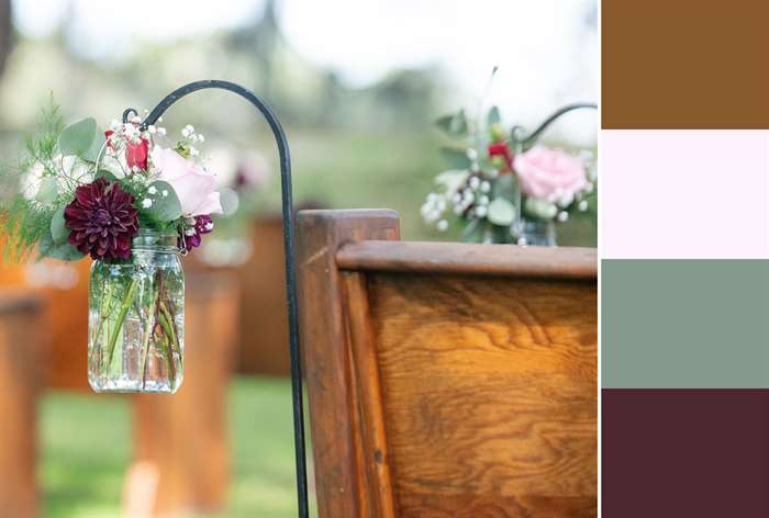 merlot flowers at wedding ceremony