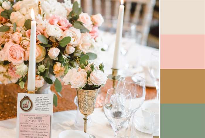 green and pink wedding table