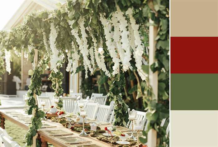 white and red wedding decor