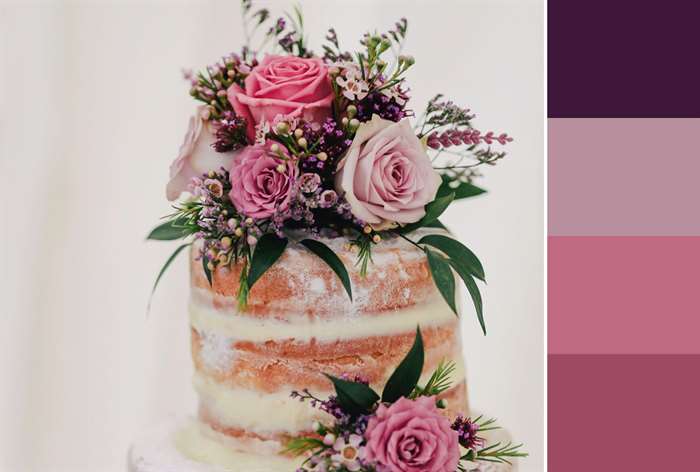 bright pink flowers on cake