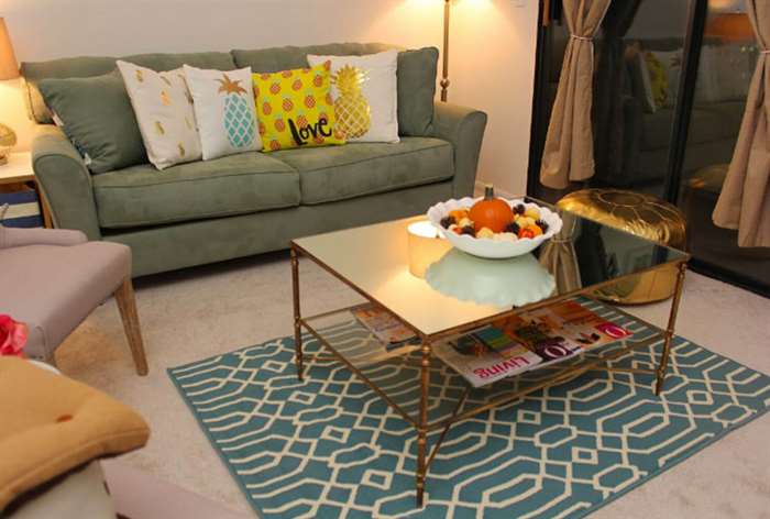 apartment living room ideas gold coffee table