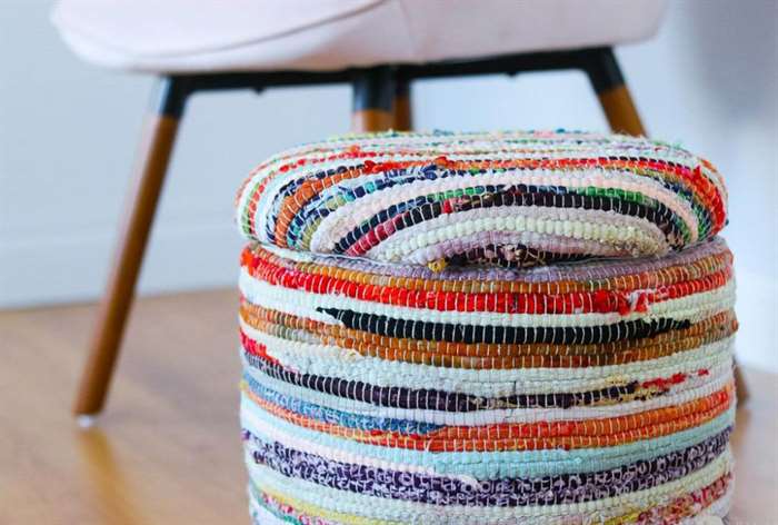 apartment living room ideas colorful pouf