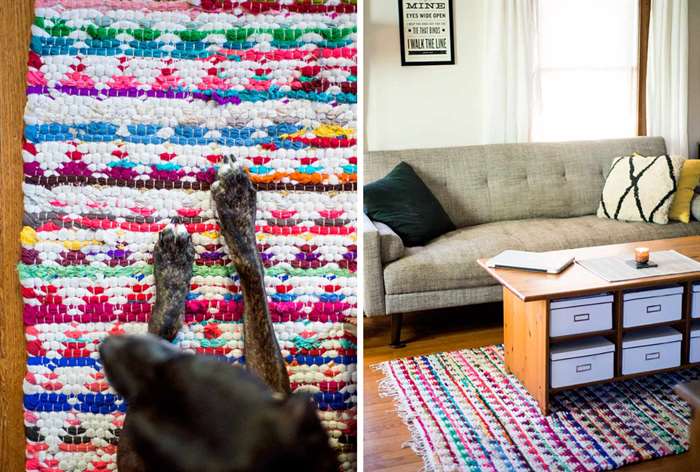 apartment living room ideas colorful rag rug