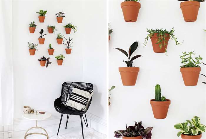 apartment living room ideas wall pots