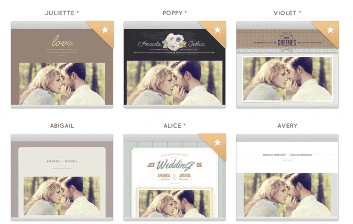 eWedding wedding website screenshot and example.