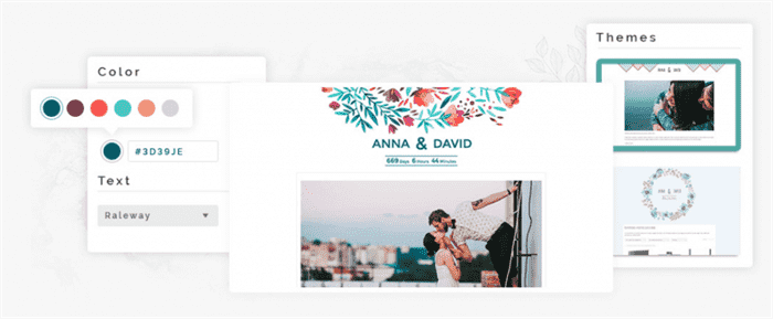 Zank You wedding website screenshot and example.