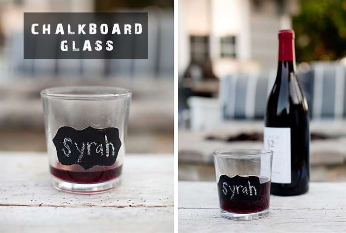 rocks glasses with chalkboard label stickers