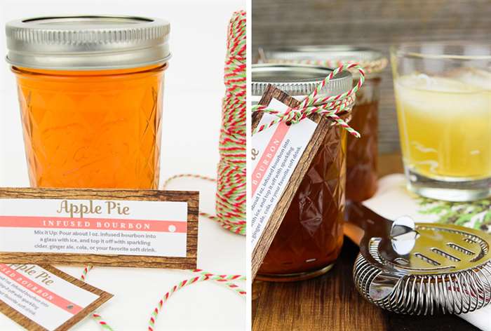 apple pie infused whiskey in a mason jar