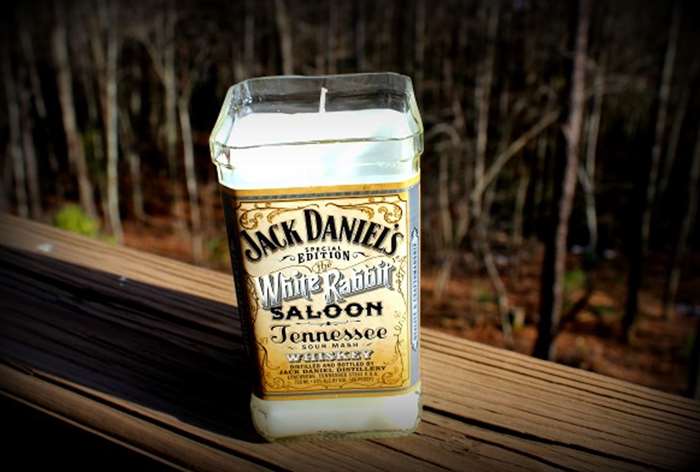 jack daniels bottle turned into a candle