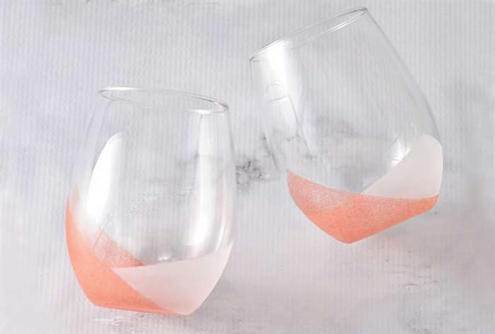 tumblers frosted with pink paint