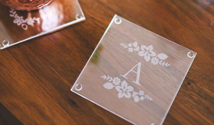 monogrammed glass coasters