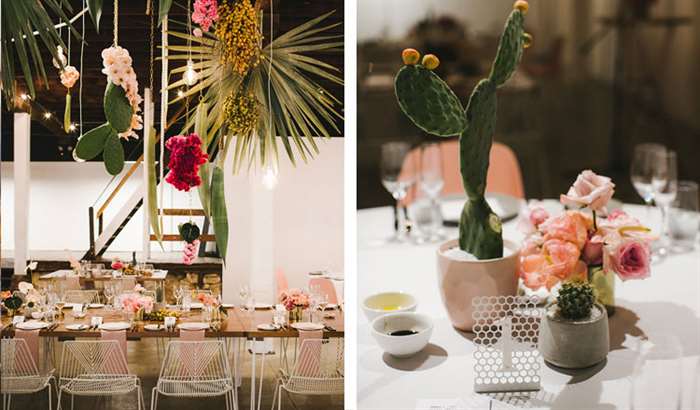 cacti chandeliers and tables geometric details