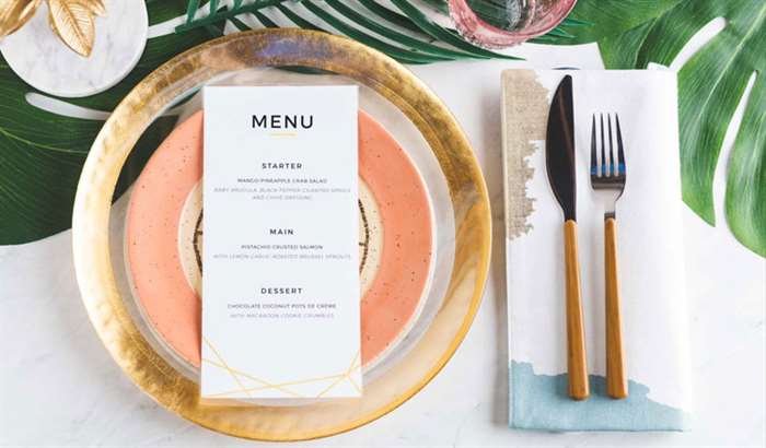 tropical table setting menu