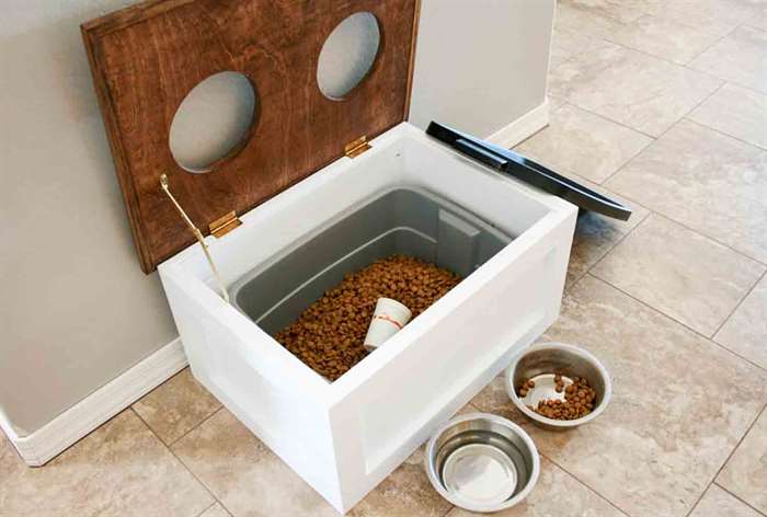 homemade dog food storage and food bowl