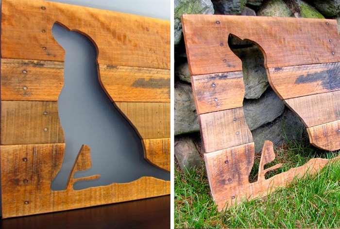 animal silhouettes cut into a board of wood