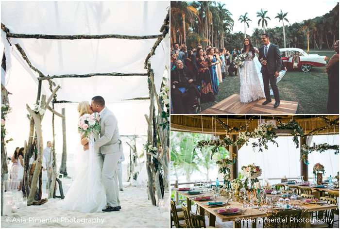 destination wedding ideas Dominican Republic, wedding couple kissing on beach under canopy, outdoor reception, reception under a gazebo 