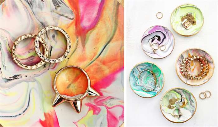 colorful marbled jewelry dishes