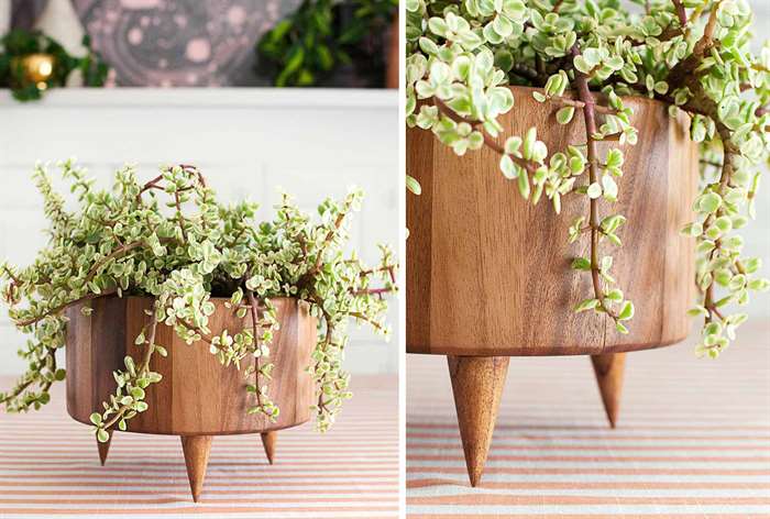 indoor plant decor wooden planter