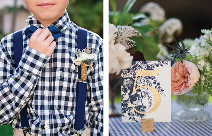 Gingham và Suspenders Ring Bearer Outfit