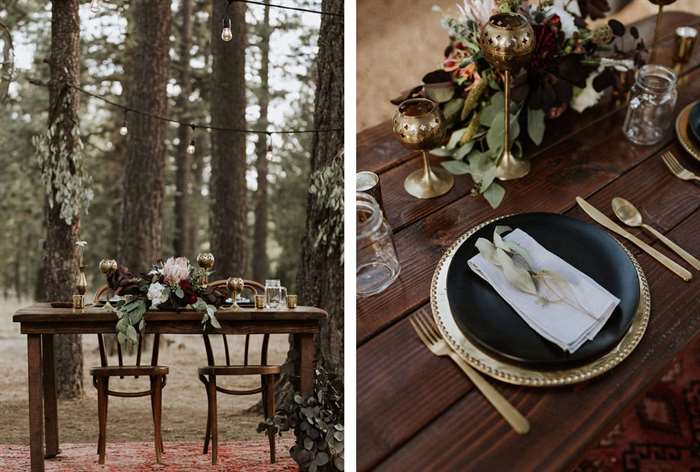 Wooden table with bohemian accents