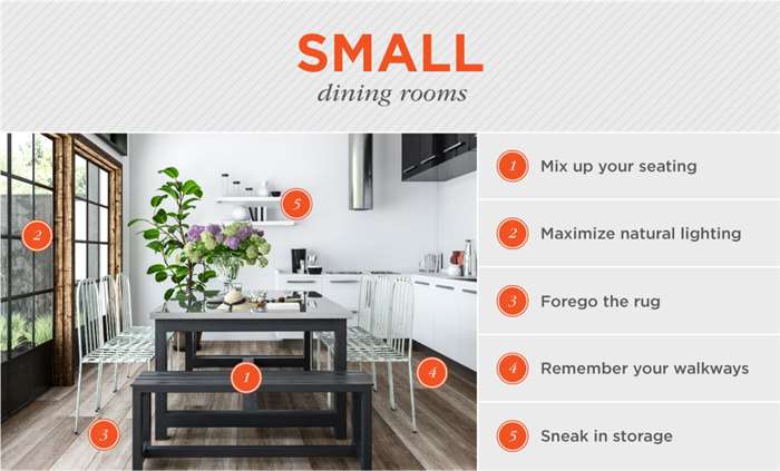 How to arrange furniture in a small dining room