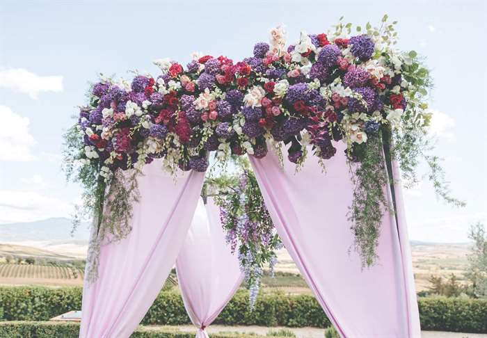 purple wedding arch
