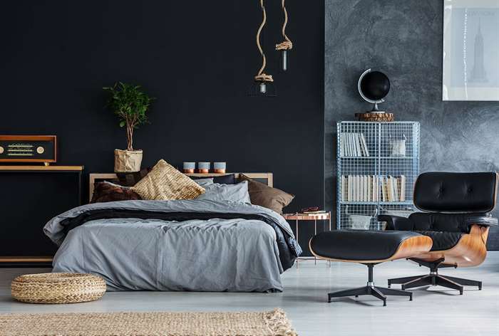 Black and gray bedroom.