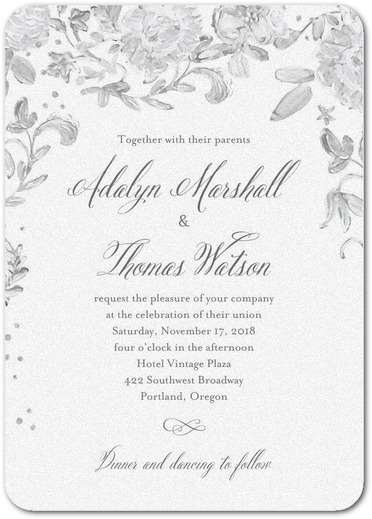 thiệp mời đám cưới màu xám khá đẹp với thiết kế hoa