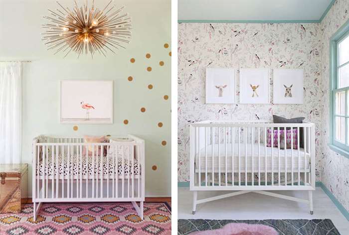 Floral baby girl room decor.