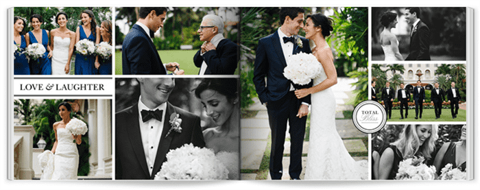 Inside pages of the Classic Wedding photo book.