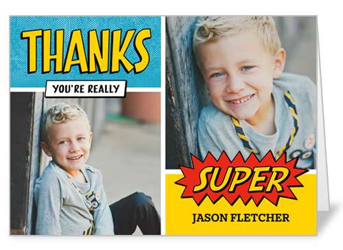 thiệp cảm ơn của một cậu bé siêu anh hùng từ Shutterfly